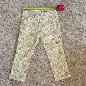 Anthropologie Idra Patterned Yellow and blue canvas style pants sz2